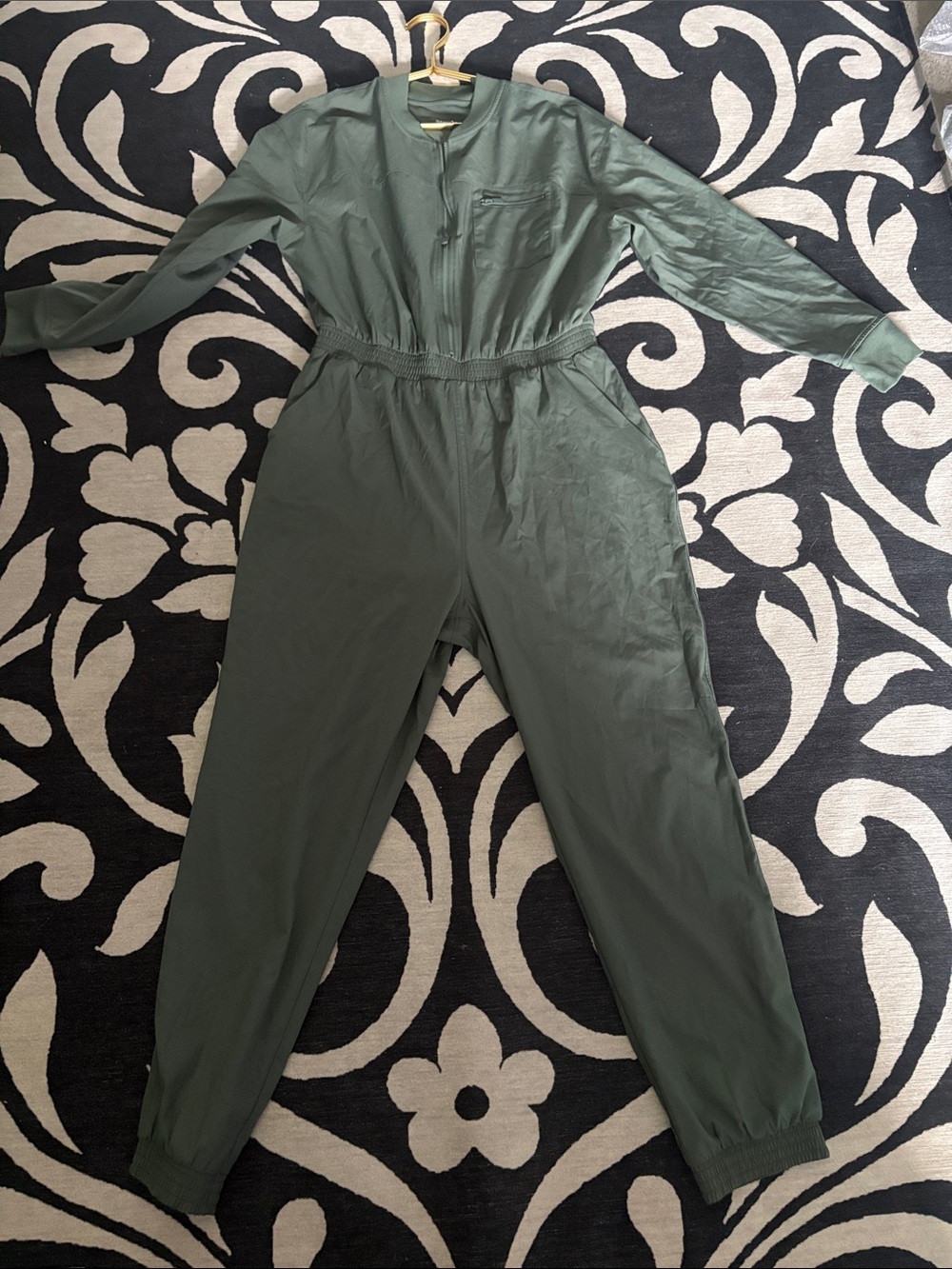 Old Navy Olive Green Long Sleeve Zip-Front Jumpsuit